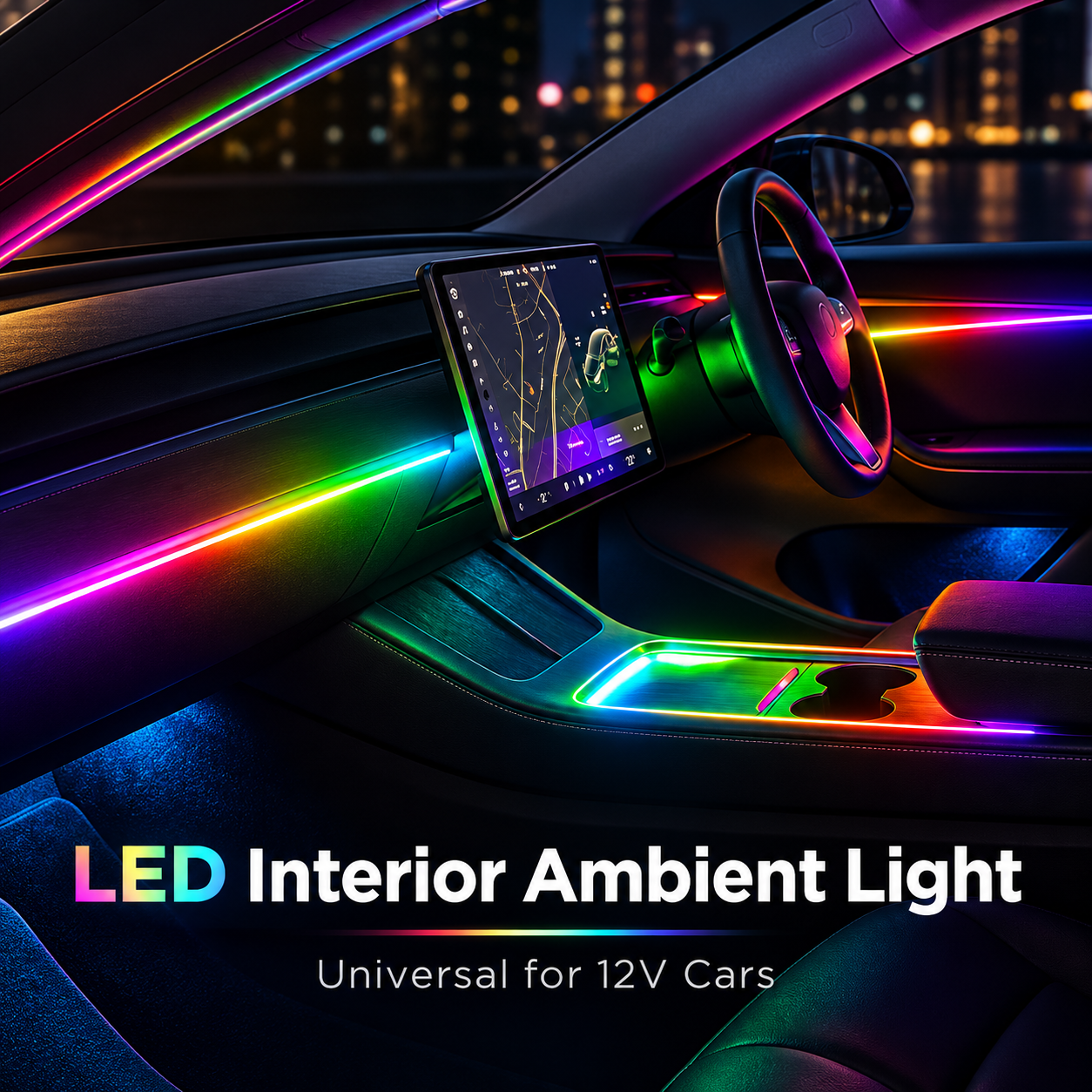 18-in-1 RGB LED Car Interior Ambient Lighting Kit – Dashboard, Door & Footwell Lights - Pluscenter
