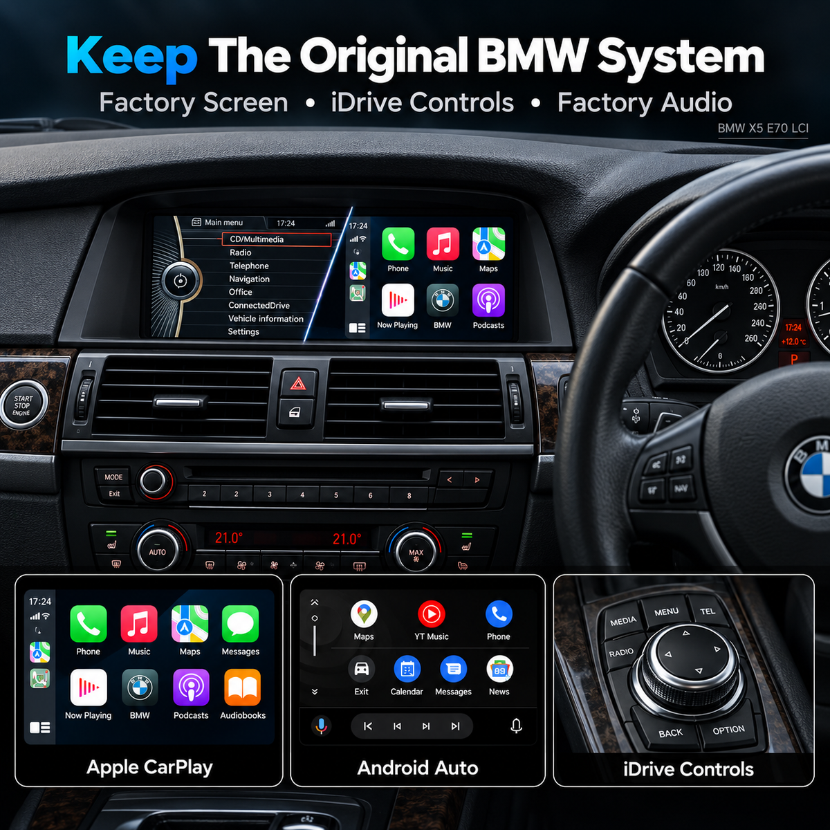 Apple CarPlay inalámbrico para BMW Android Auto Decoder Box NBT CIC EVO