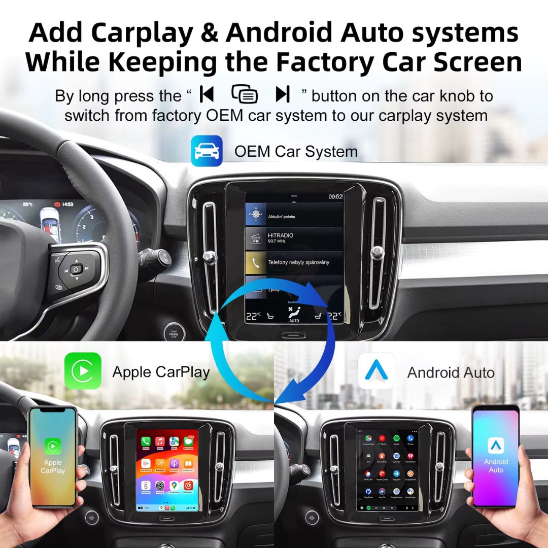 Decodificador sem fio Apple CarPlay para Peugeot/Citroen Android Auto Box