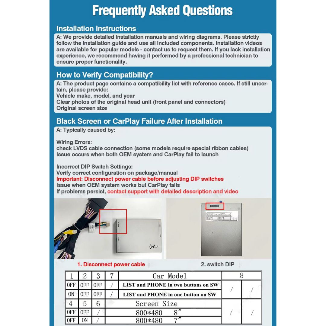 Décodeur Apple CarPlay sans fil pour Peugeot / Citroen Android Auto Box
