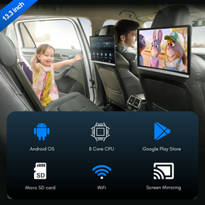 Headrest 13.3inch Android 12 4+64GB Screen 4K Car Monitor Multifunction Tablet Touch Screen Display - Pluscenter