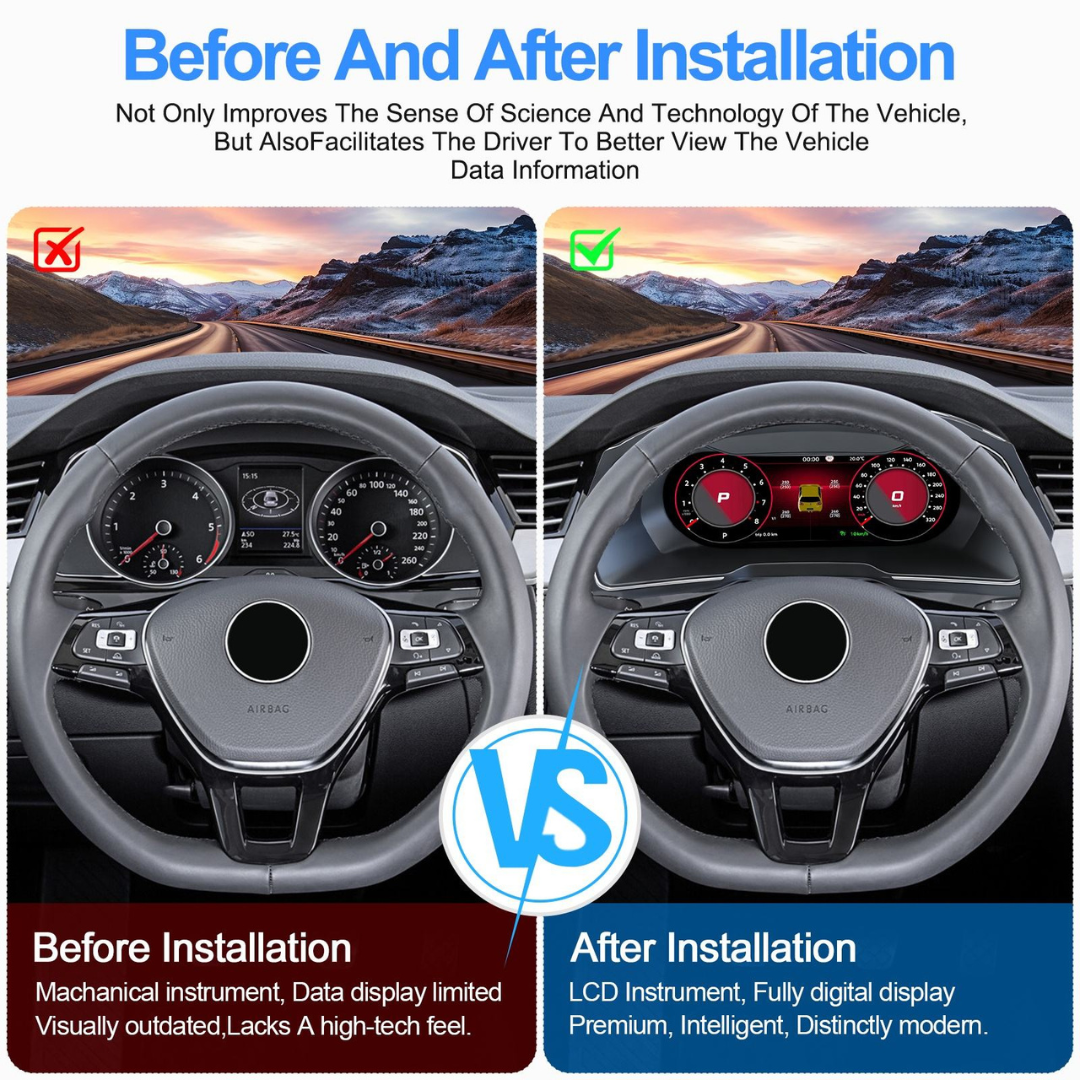 Volkswagen Passat B8 & Arteon 2015-2023 Digital Instrument Cluster – Linux System LCD Dashboard