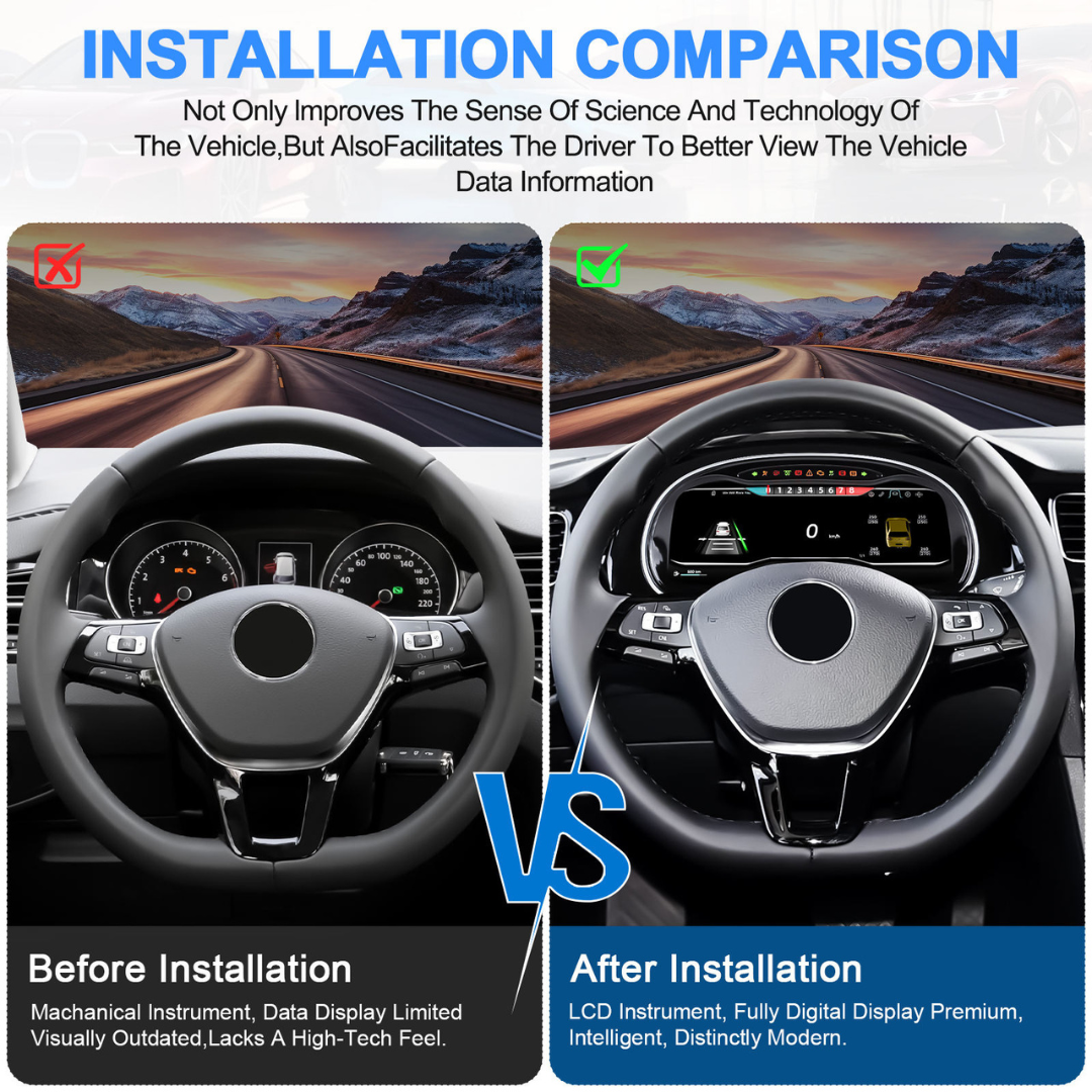 Volkswagen Golf MK7 2013-2020 Digital Instrument Cluster – Linux System LCD Dashboard