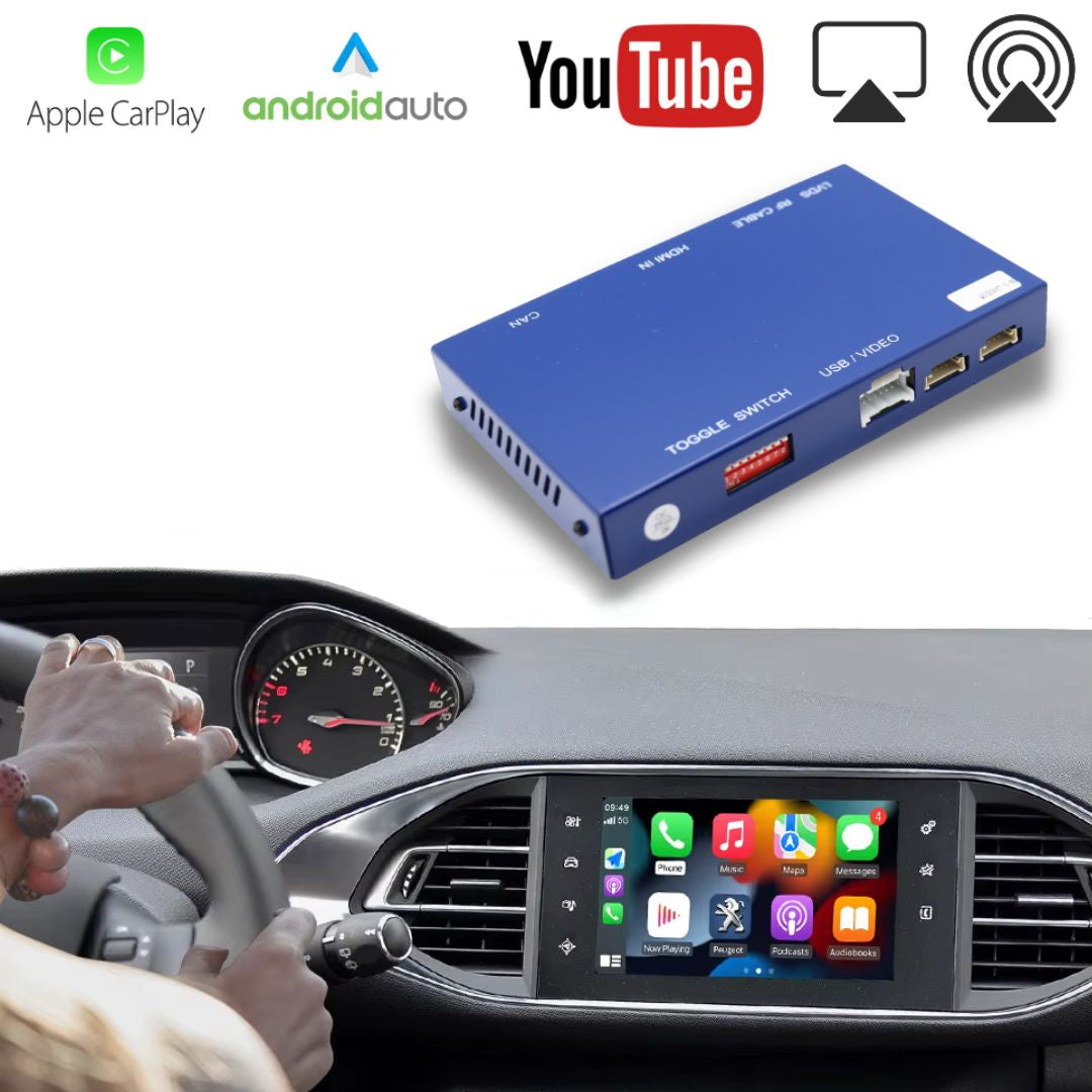 Decodificador sem fio Apple CarPlay para Peugeot/Citroen Android Auto Box
