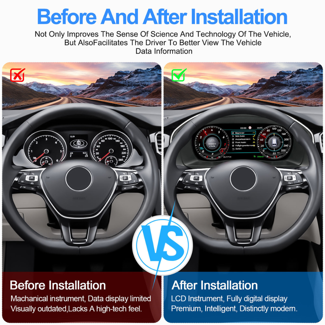 Volkswagen Golf MK5 2003-2008 Digital Instrument Cluster – Linux System LCD Dashboard
