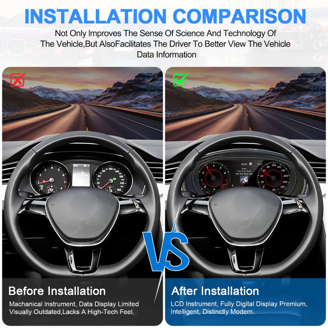Volkswagen Passat B6 B7 & CC 2006-2016 Digital Instrument Cluster – Linux System LCD Dashboard