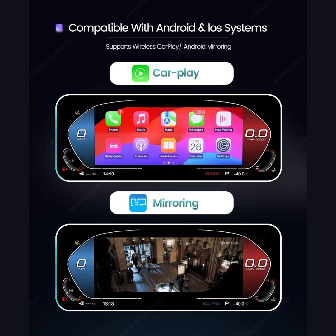 BMW 5 & 6 Series E60 / E61 / E63 / E64 12.3″ Digital Instrument Cluster – LCD Dashboard with CarPlay