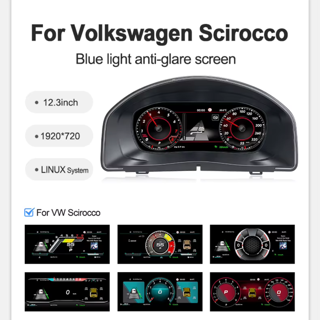 Volkswagen Scirocco 2009-2016 Digital Instrument Cluster – Linux System LCD Dashboard