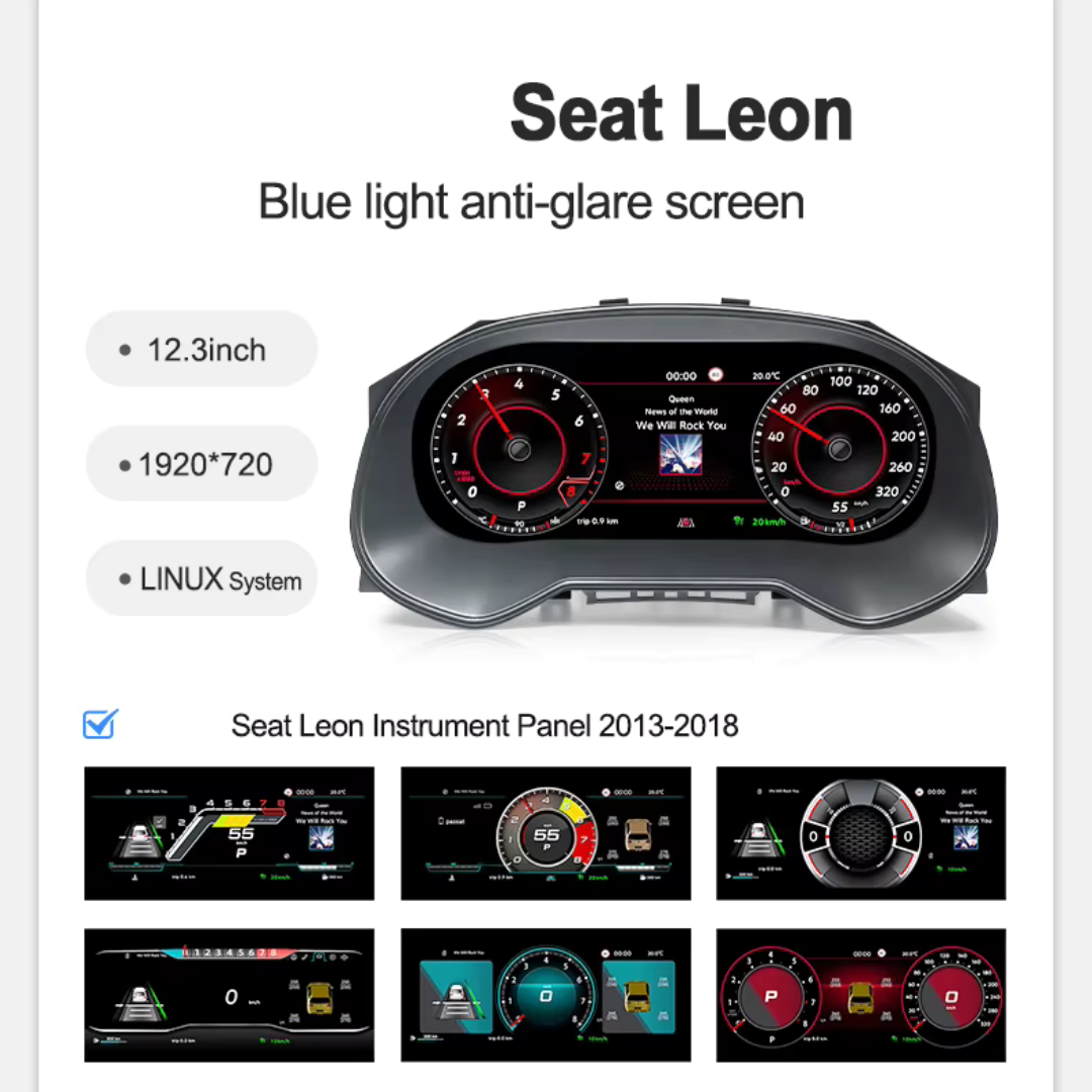 Seat Leon 2013-2018 Digital Instrument Cluster – Linux System LCD Dashboard