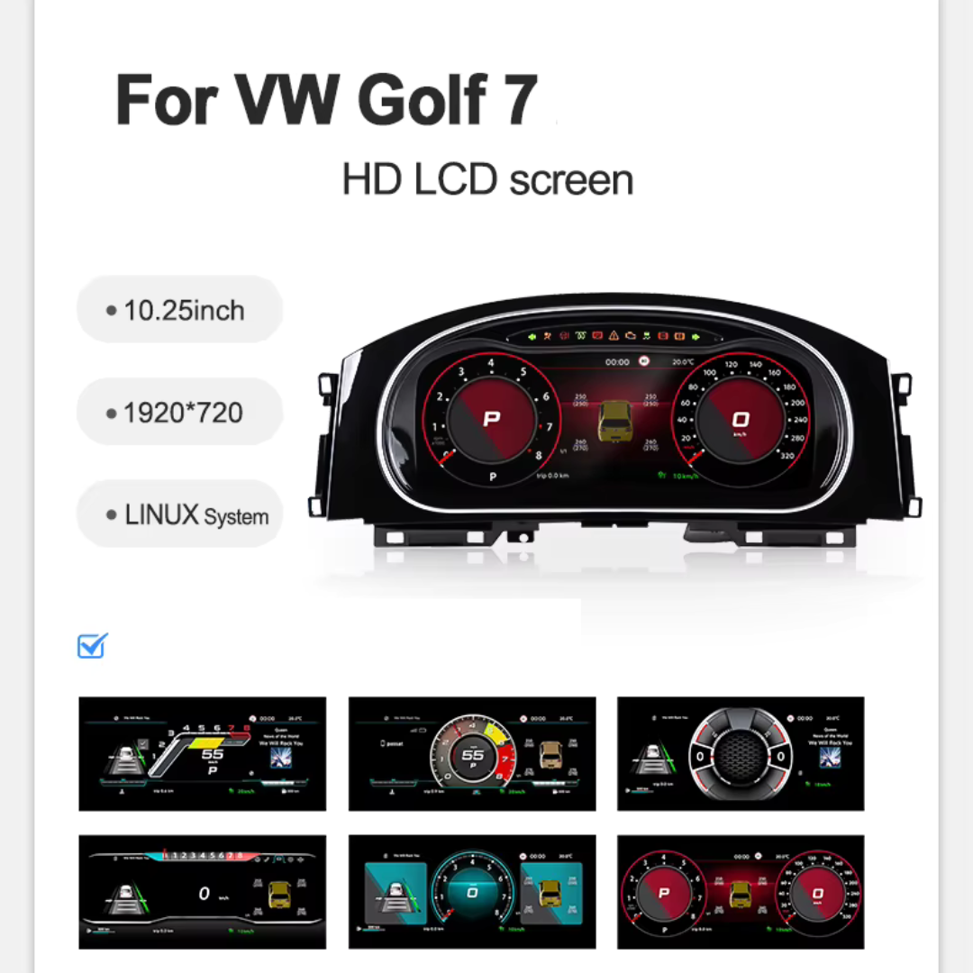 Volkswagen Golf MK7 2013-2020 Digital Instrument Cluster – Linux System LCD Dashboard