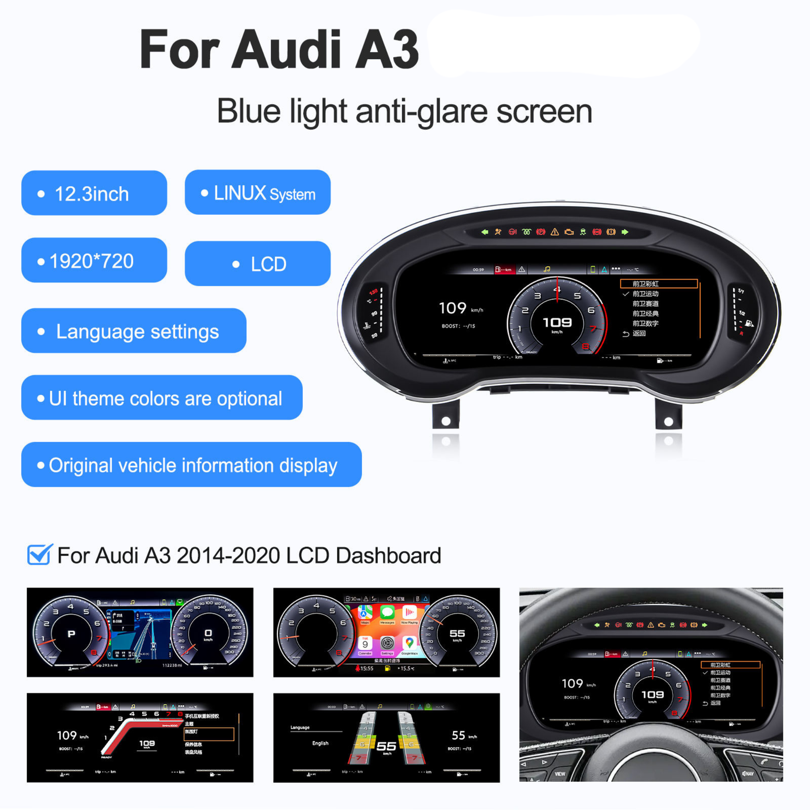 Für BMW | 3 4 Serie | 2012-2020 | F30 F31 F32 F34 F35 F36 F80 F82 | 12,3-Zoll-LCD-Digital-Cluster | Instrumenten-Cockpit-Tachometer | Armaturenbrett-Display 