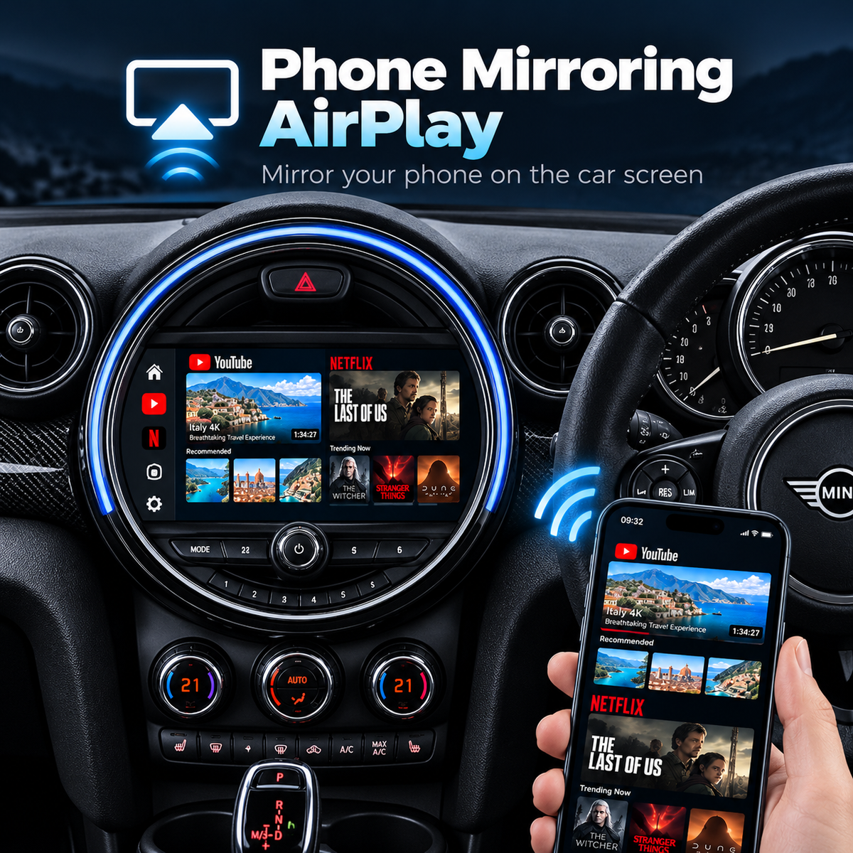 For Mini Wireless Apple CarPlay Retrofit Android Auto Decoder Box NBT CIC EVO Original Screen - Pluscenter