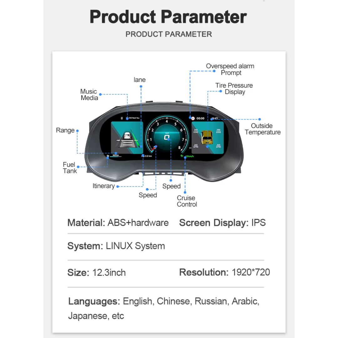 Seat Leon 2013-2018 Digital Instrument Cluster – Linux System LCD Dashboard