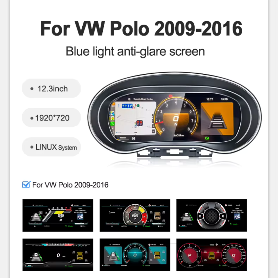 Volkswagen Polo 2009-2016 Digital Instrument Cluster – Linux System LCD Dashboard