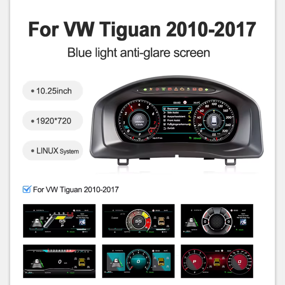 Volkswagen Tiguan 2010-2017 Digital Instrument Cluster – Linux System LCD Dashboard