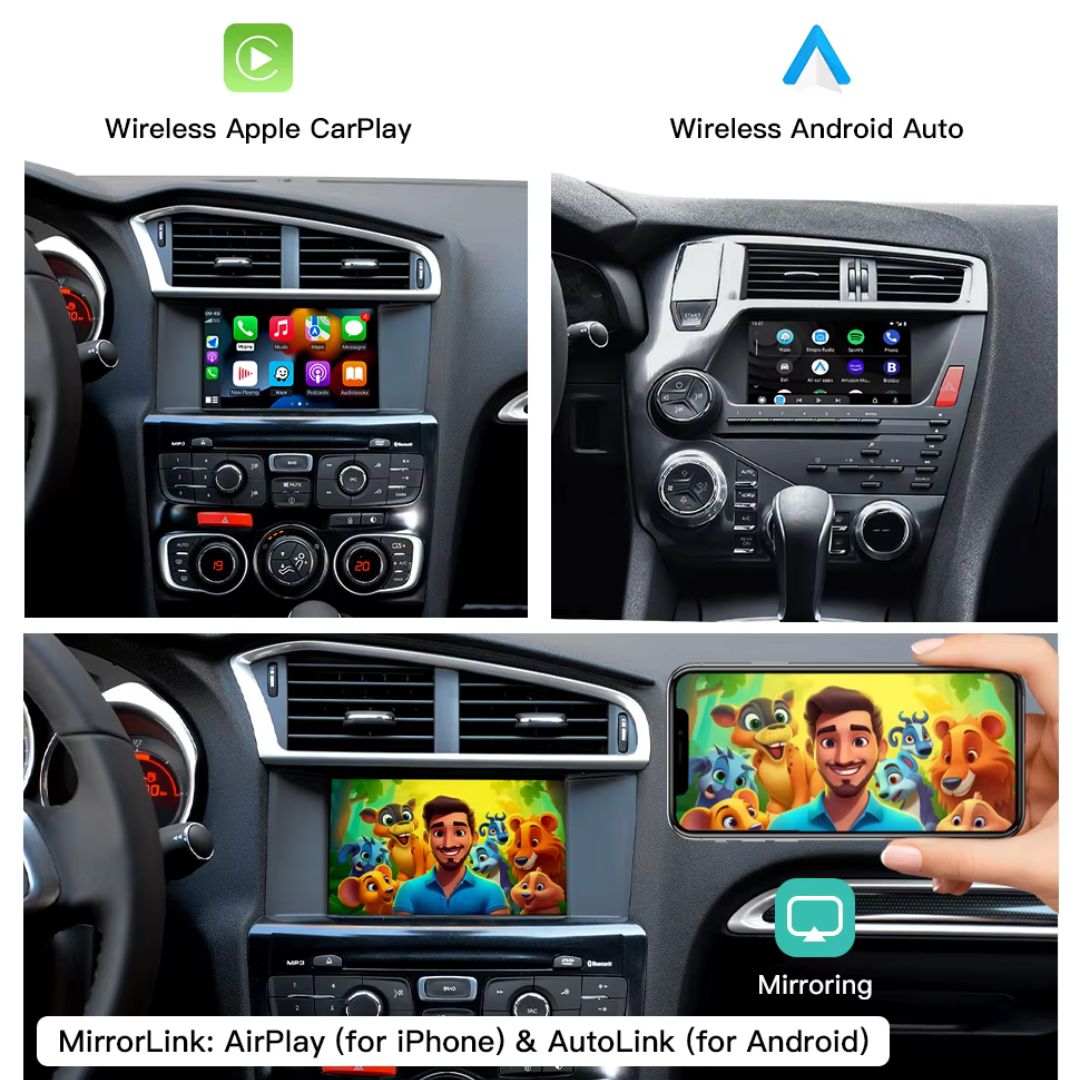 Decodificador sem fio Apple CarPlay para Peugeot/Citroen Android Auto Box