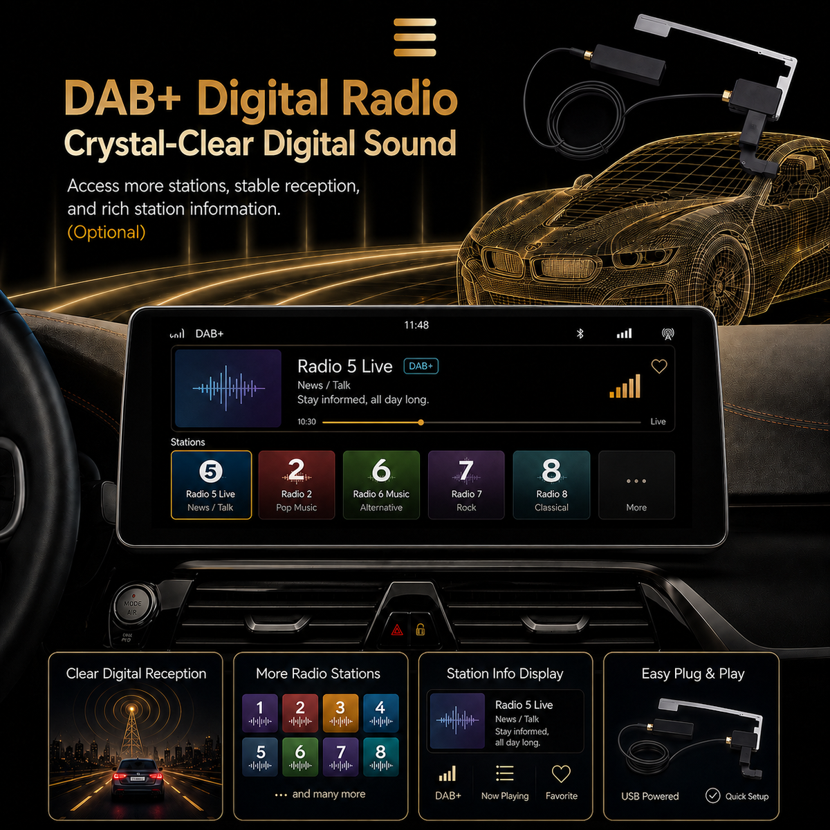 BMW 2 Series Active Tourer F45-F87 2014-2019 Android 14 Stereo | CarPlay & Android Auto