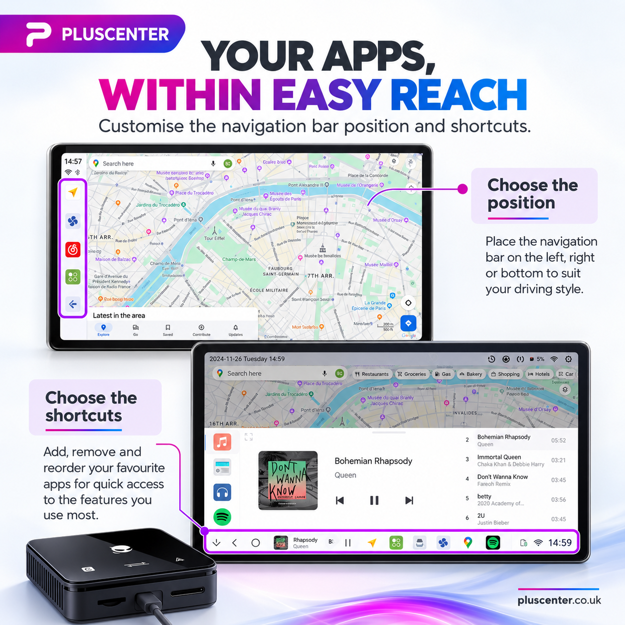 Android 15 AI Box with Wireless Apple CarPlay & Android Auto - Pluscenter