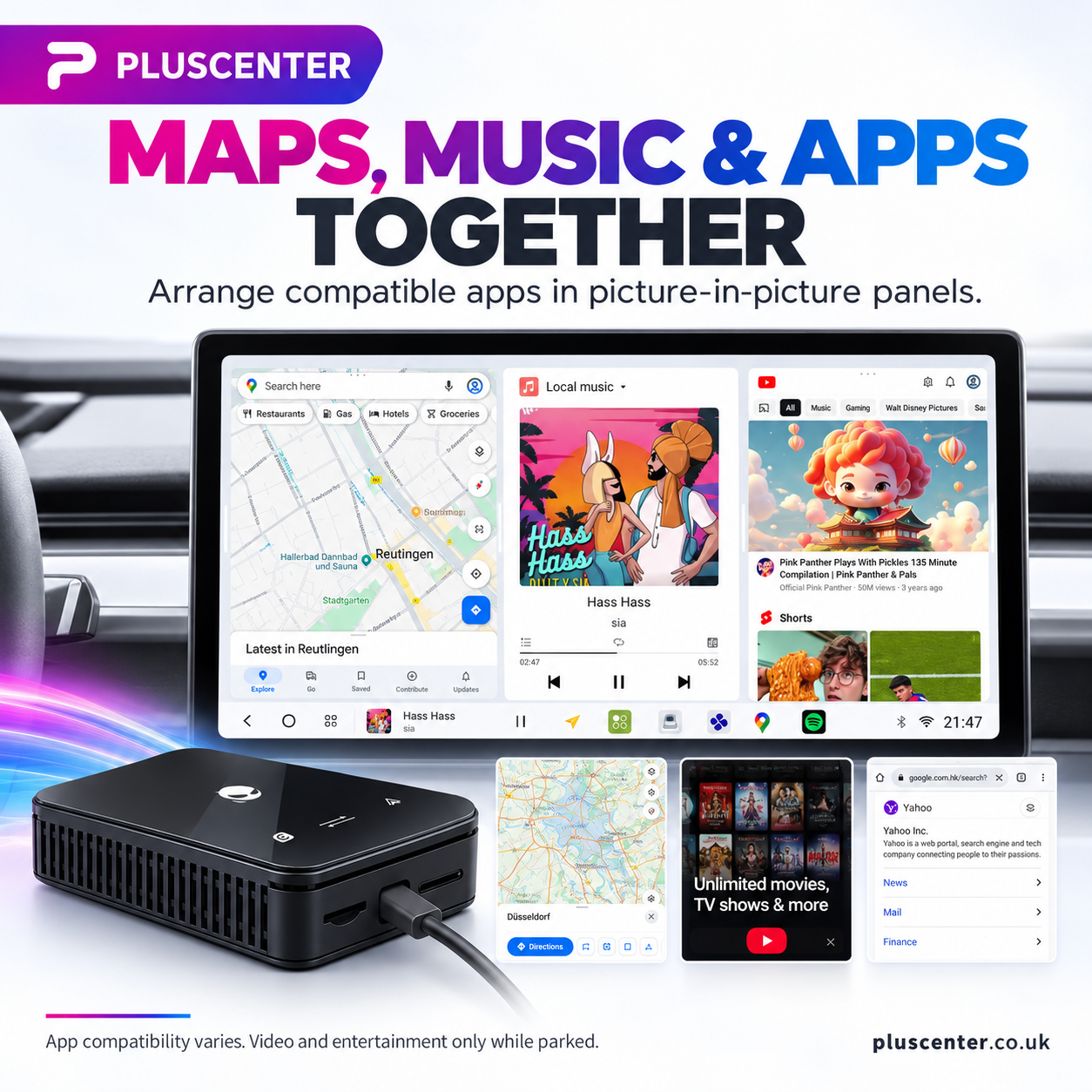 Android 15 AI Box with Wireless Apple CarPlay & Android Auto - Pluscenter