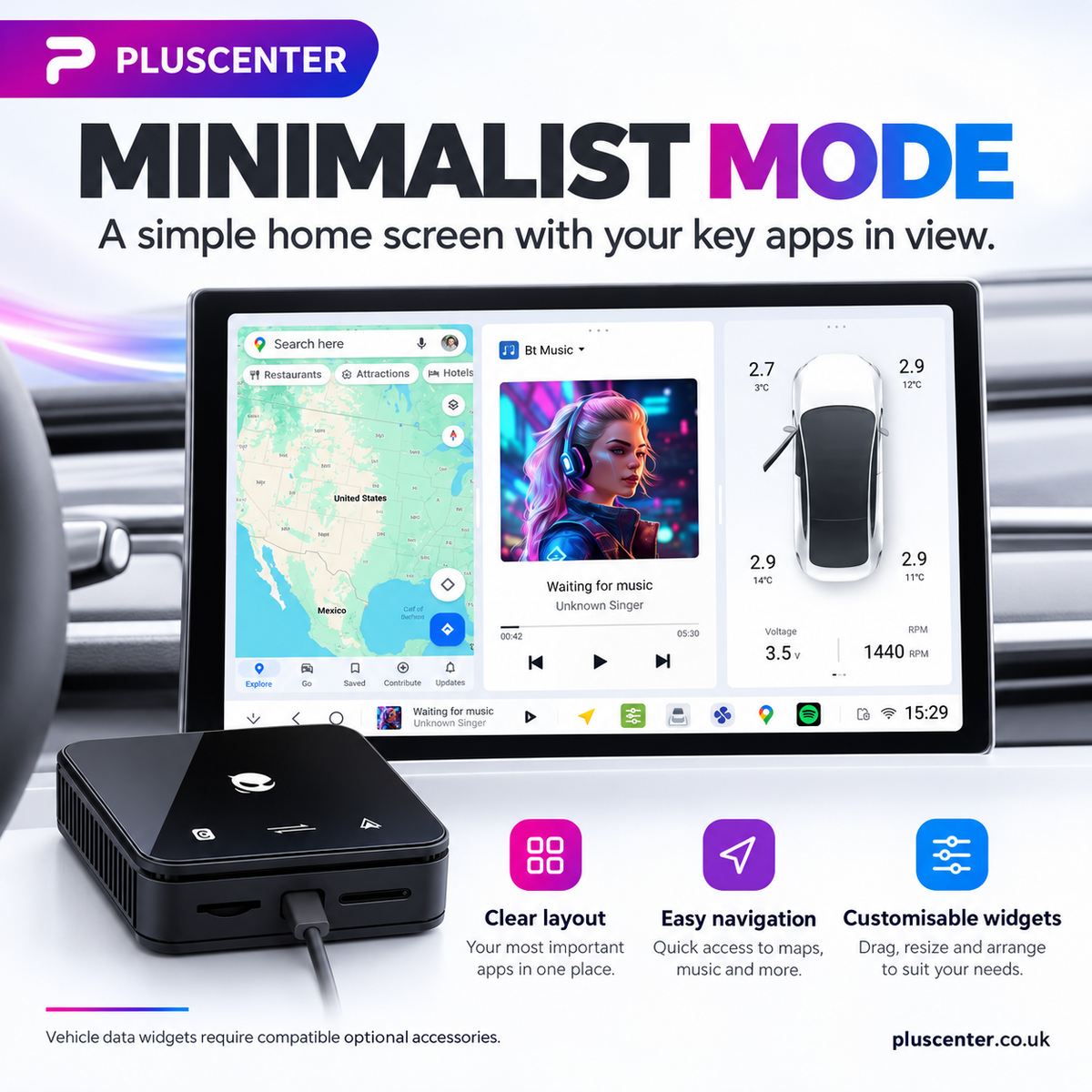 Android 15 AI Box with Wireless Apple CarPlay & Android Auto - Pluscenter