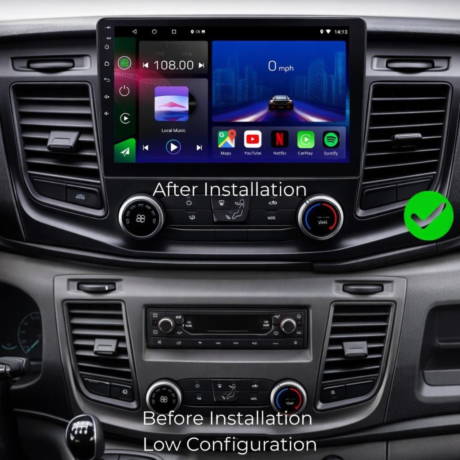 Ford Transit Custom Tourneo 350 2018-2024 Android 14 Car Stereo Head Unit CarPlay Android Auto - Pluscenter