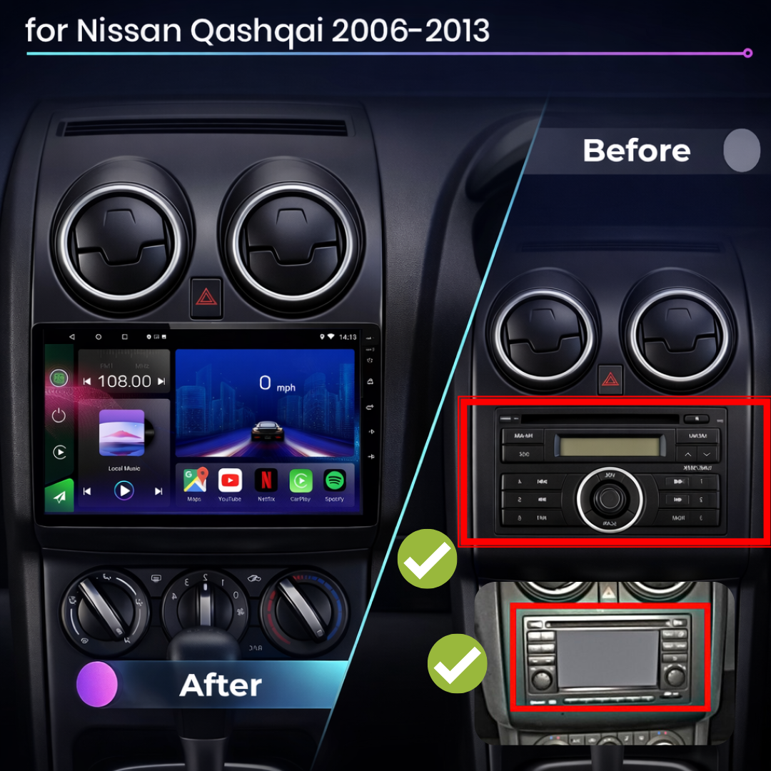 Nissan Qashqai | 2006-2013 | Android 12 | Unité de tête stéréo de voiture