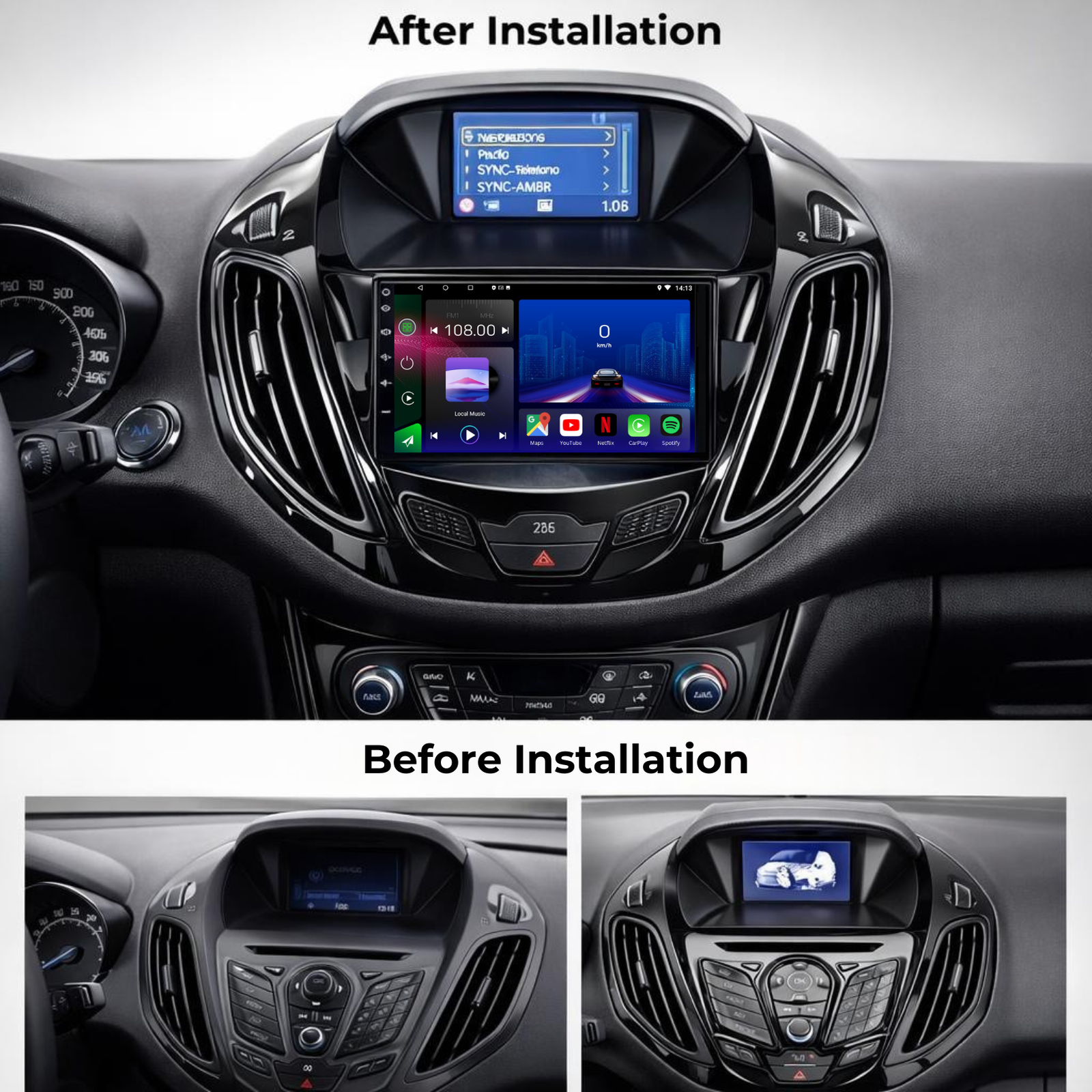 Ford Transit personnalisé | MK8 2013-2018 | Android 12 | Unité de tête stéréo de voiture