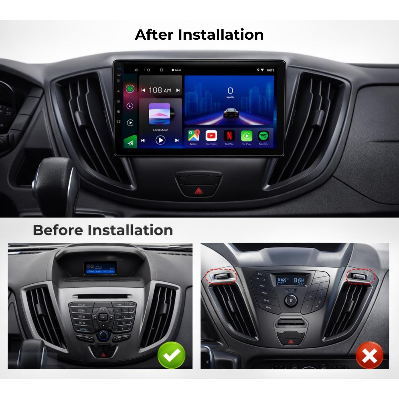 Ford Transit Tourneo 2013-2019 Android 14 Car Stereo Head Unit CarPlay Android Auto - Pluscenter