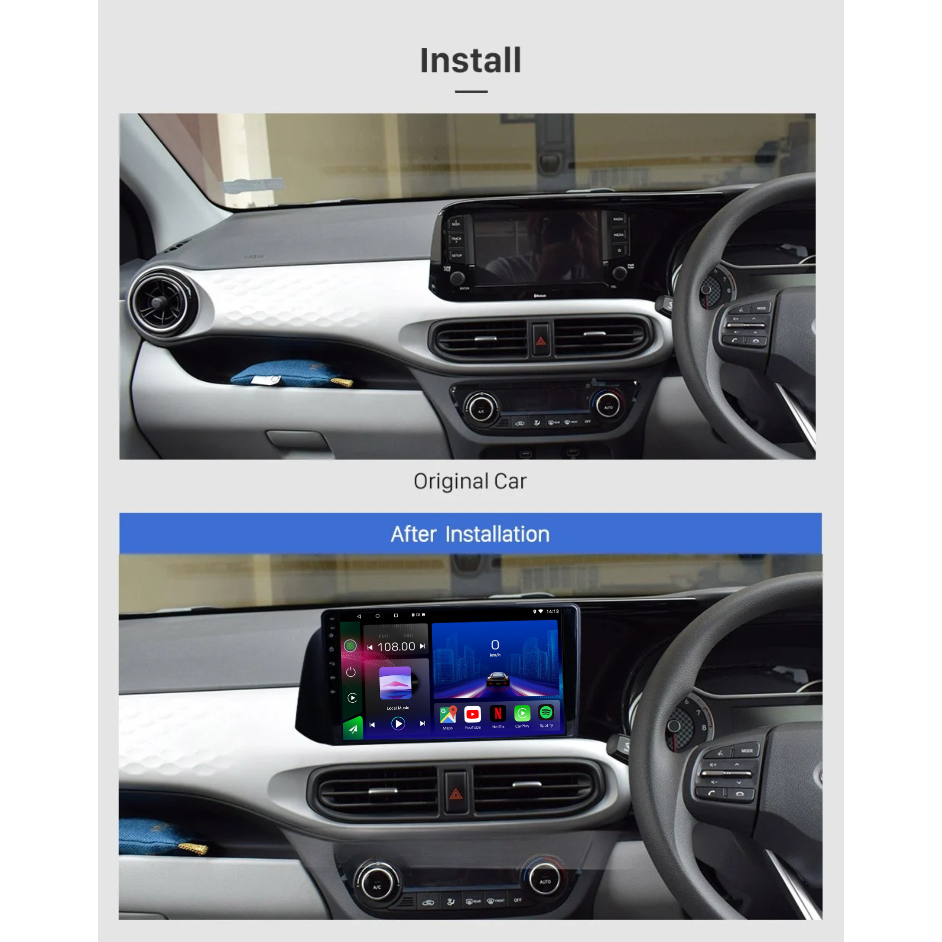 Hyundai i10 2019-2023 RHD Android 14 Car Stereo Head Unit CarPlay Android Auto - Pluscenter