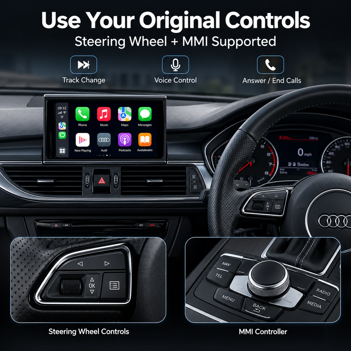For Audi Wireless Apple CarPlay Retrofit Android Auto Decoder Integration