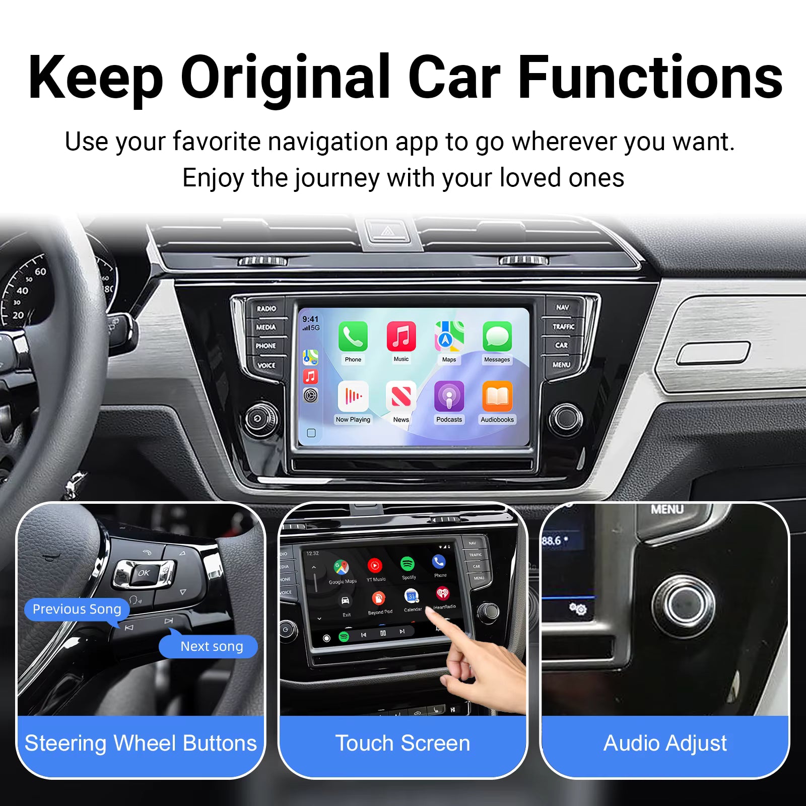 Decodificatore wireless Apple CarPlay per Peugeot / Citroen Android Auto Box