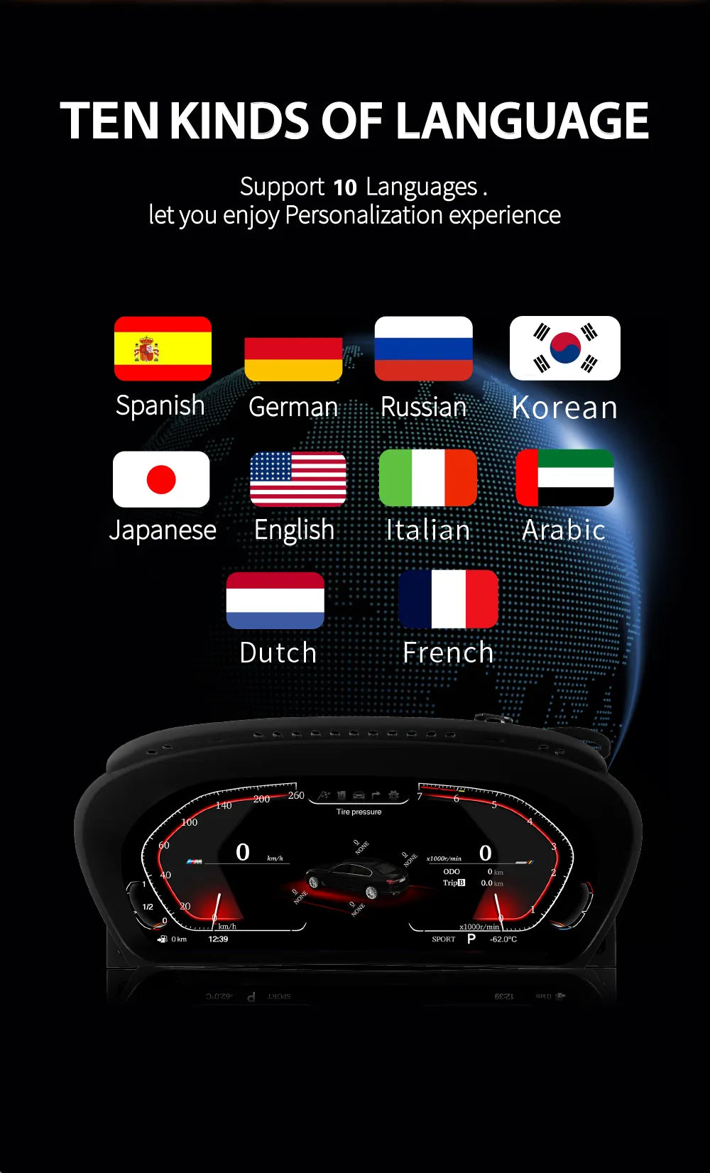 For BMW | 5 6 Series | 2003-2009 | E60 E61 E63 E64 | 12.3" LCD Digital Cluster | Instrument Cockpit Speedometer | Dashboard Display - Pluscenter