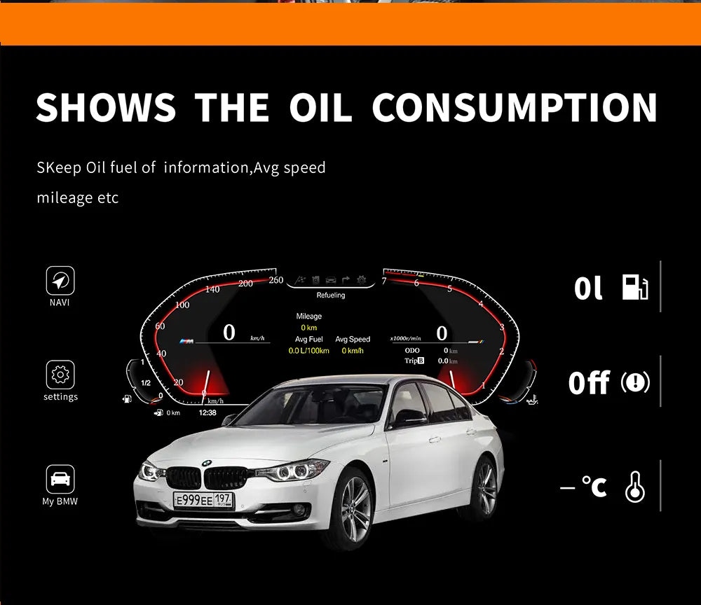 For BMW | 3 4 Series | 2012-2020 | F30 F31 F32 F34 F35 F36 F80 F82 | 12.3" LCD Digital Cluster | Instrument Cockpit Speedometer | Dashboard Display - Pluscenter