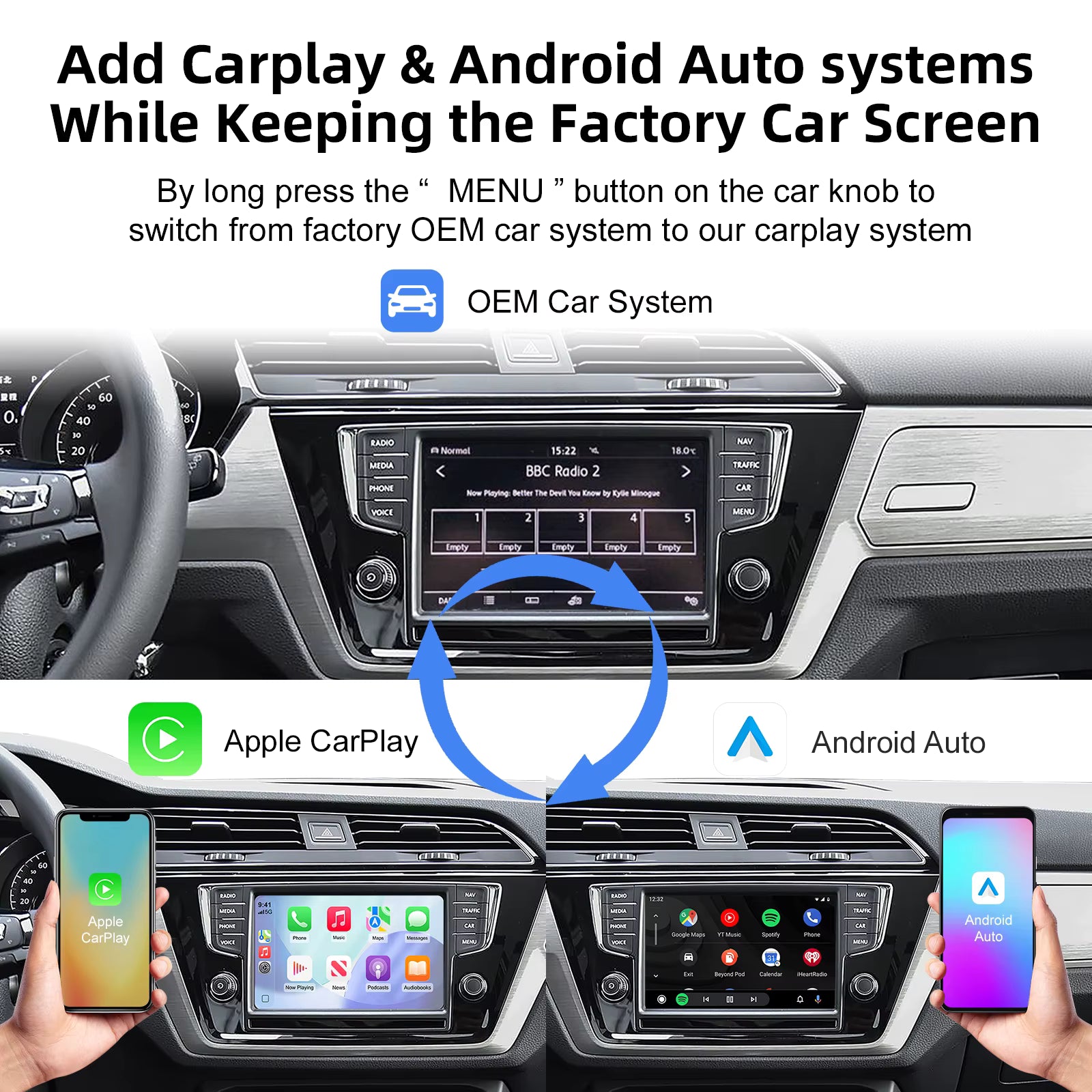 Decodificatore wireless Apple CarPlay per Peugeot / Citroen Android Auto Box