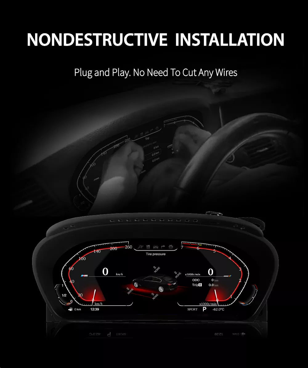 For BMW | 5 6 Series | 2003-2009 | E60 E61 E63 E64 | 12.3" LCD Digital Cluster | Instrument Cockpit Speedometer | Dashboard Display - Pluscenter