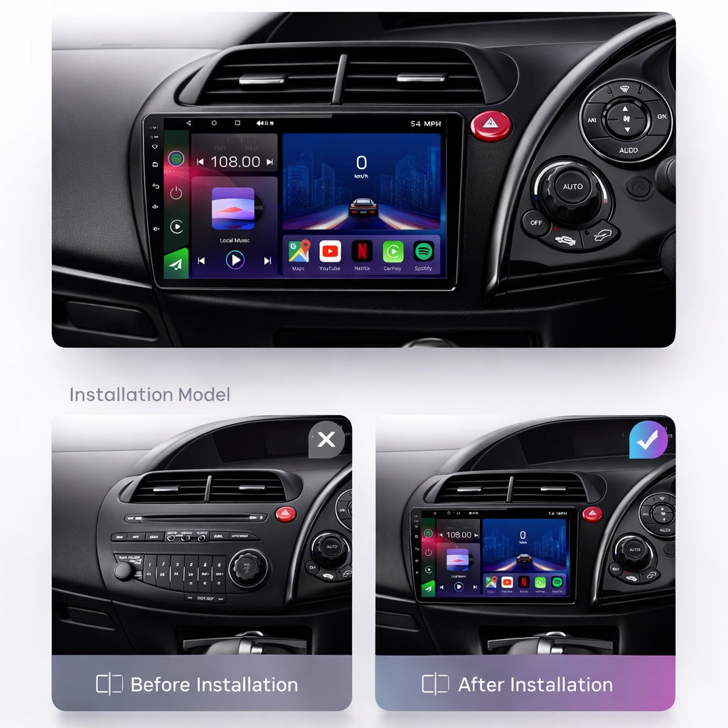 Honda Civic 2006-2011 Android 14 Car Stereo Head Unit CarPlay Android Auto - Pluscenter