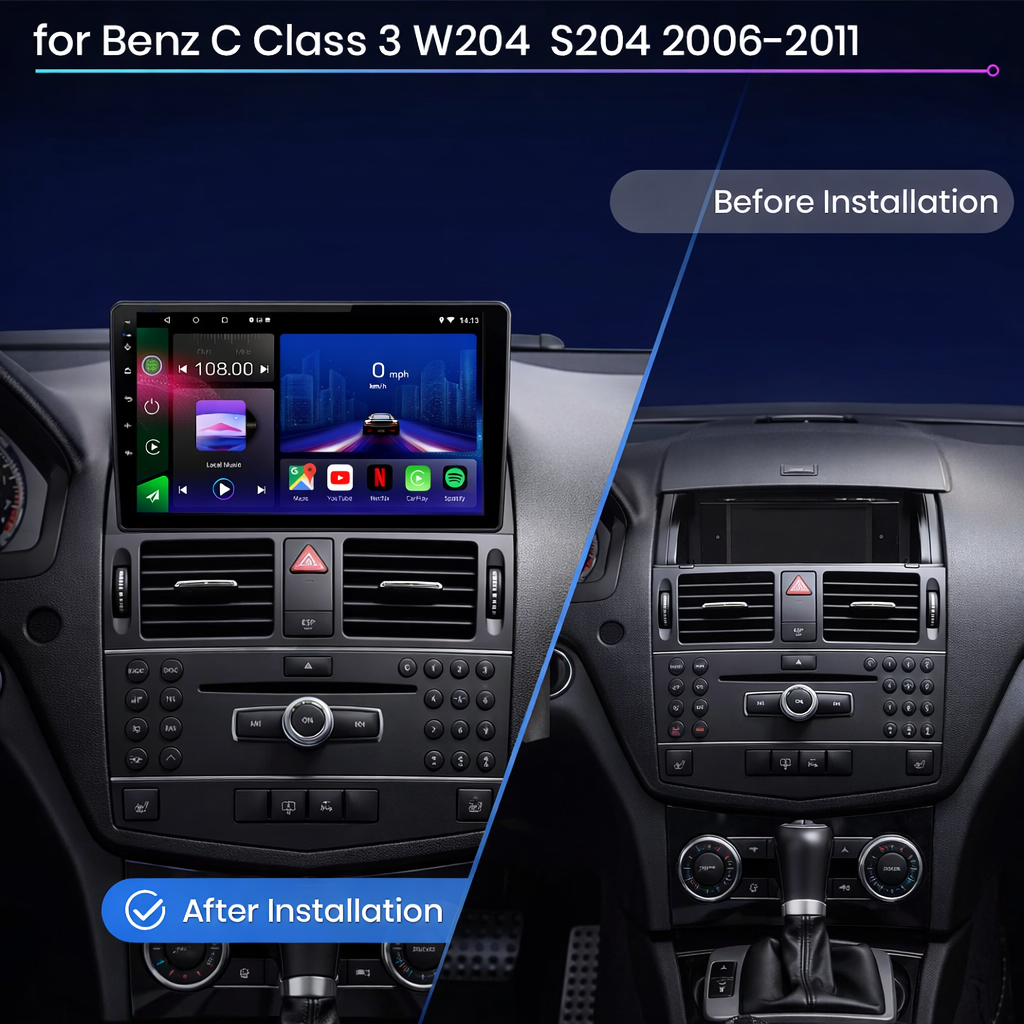 Mercedes C Class W204 S204 2006-2011 Android 15 Car Stereo Head Unit | CarPlay & Android Auto - Pluscenter
