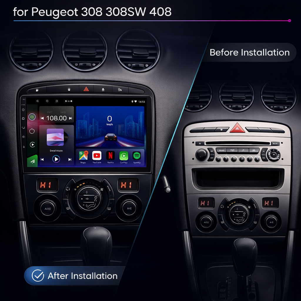 Peugeot 308 & 308SW & 408 2007-2013 Android 15 Car Stereo Head Unit | CarPlay Android Auto - Pluscenter