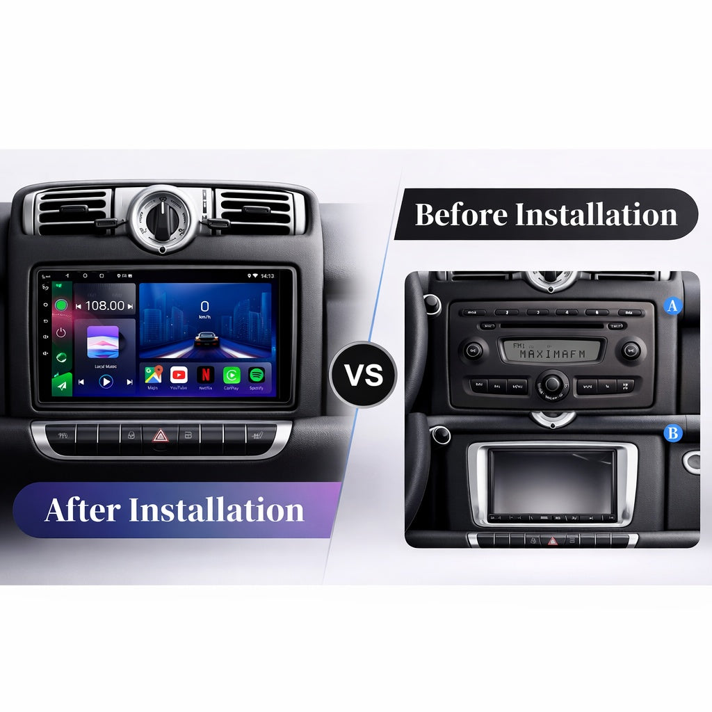 Smart Fortwo 2005-2010 Android 14 Car Stereo Head Unit CarPlay Android Auto - Pluscenter