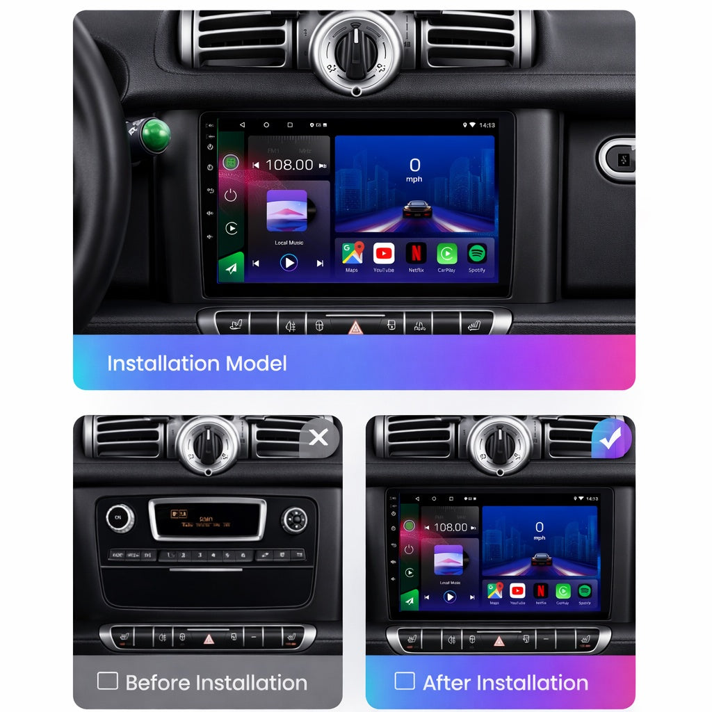 Smart Fortwo 2010-2015 Android 14 Car Stereo Head Unit CarPlay Android Auto - Pluscenter