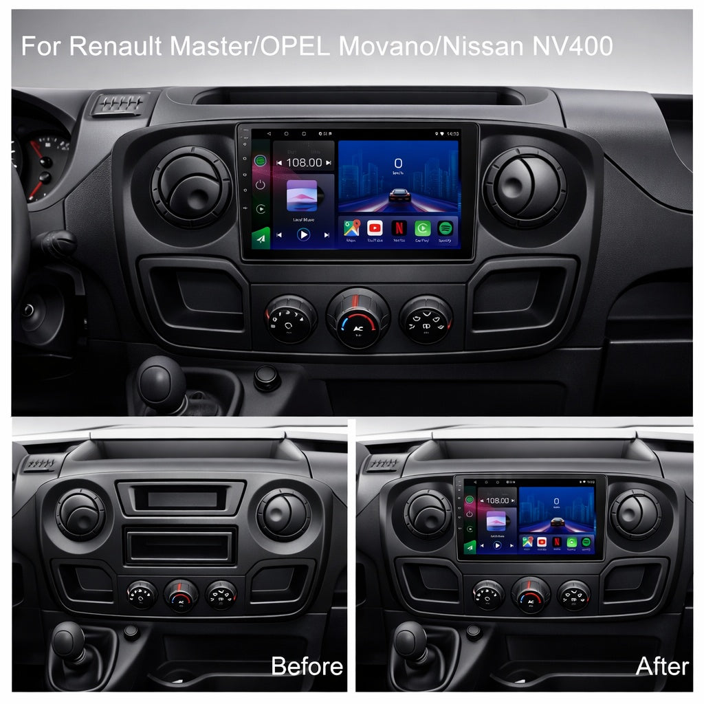 Renault Master Vauxhall Movano Nissan NV400 2010-2021 Android 14 Car Stereo Head Unit CarPlay Android Auto - Pluscenter