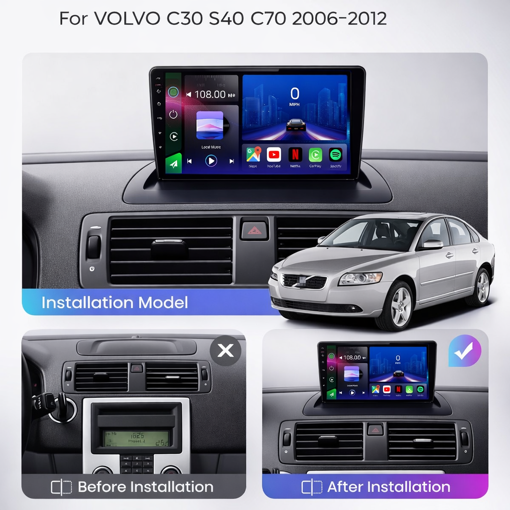 Volvo S40 V50 C30 & C70 2004-2012 Android 15 Car Stereo Head Unit | CarPlay Android Auto - Pluscenter