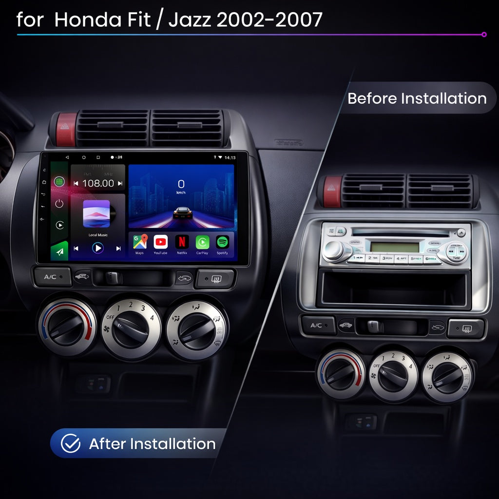 Honda Jazz & Fit 2002-2007 Android 14 Car Stereo Head Unit CarPlay Android Auto - Pluscenter