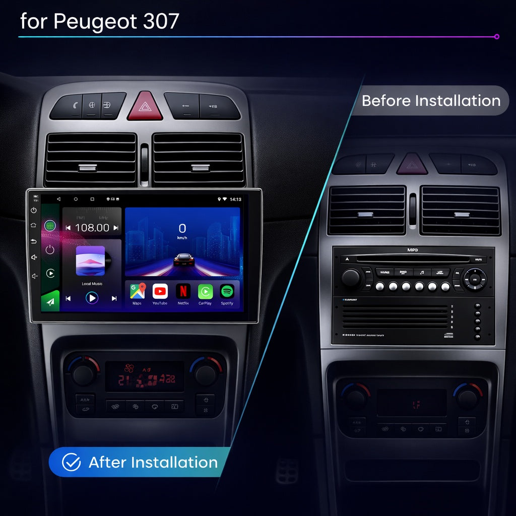 Peugeot 307 & 307 CC 2001-2013 Android 14 Car Stereo Head Unit | CarPlay Android Auto