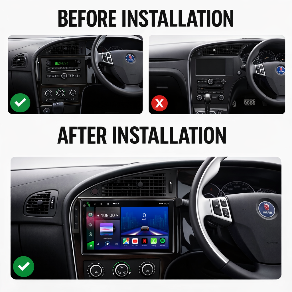 Saab 95 9-5 2005-2011 Android 15 Car Stereo Head Unit | CarPlay Android Auto - Pluscenter