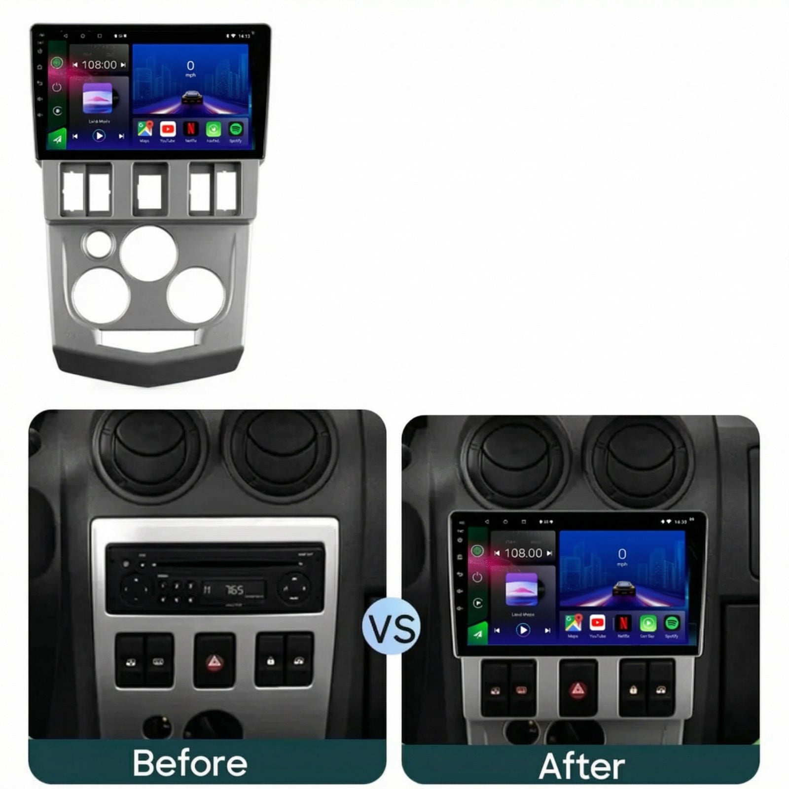 Dacia Logan 2004-2009 Android 14 Car Stereo Head Unit CarPlay Android Auto - Pluscenter