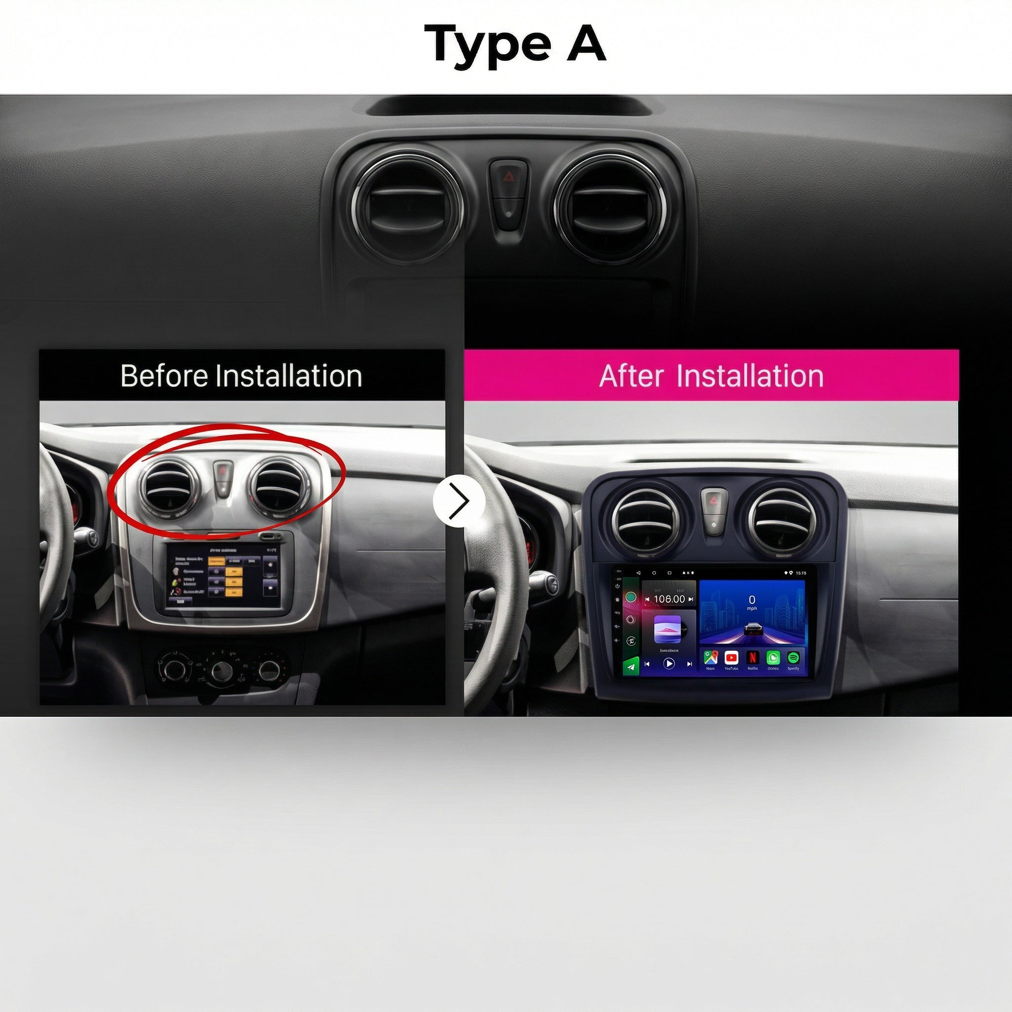 Dacia Logan Sandero Duster 2009-2015 Android 14 Car Stereo Head Unit CarPlay Android Auto - Pluscenter