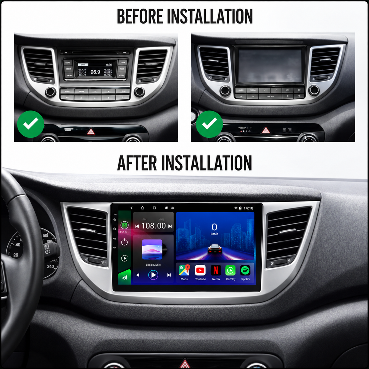 hyundai ix35 | 2009-2015 | androide 13 | Estéreo de coche | Unidad principal