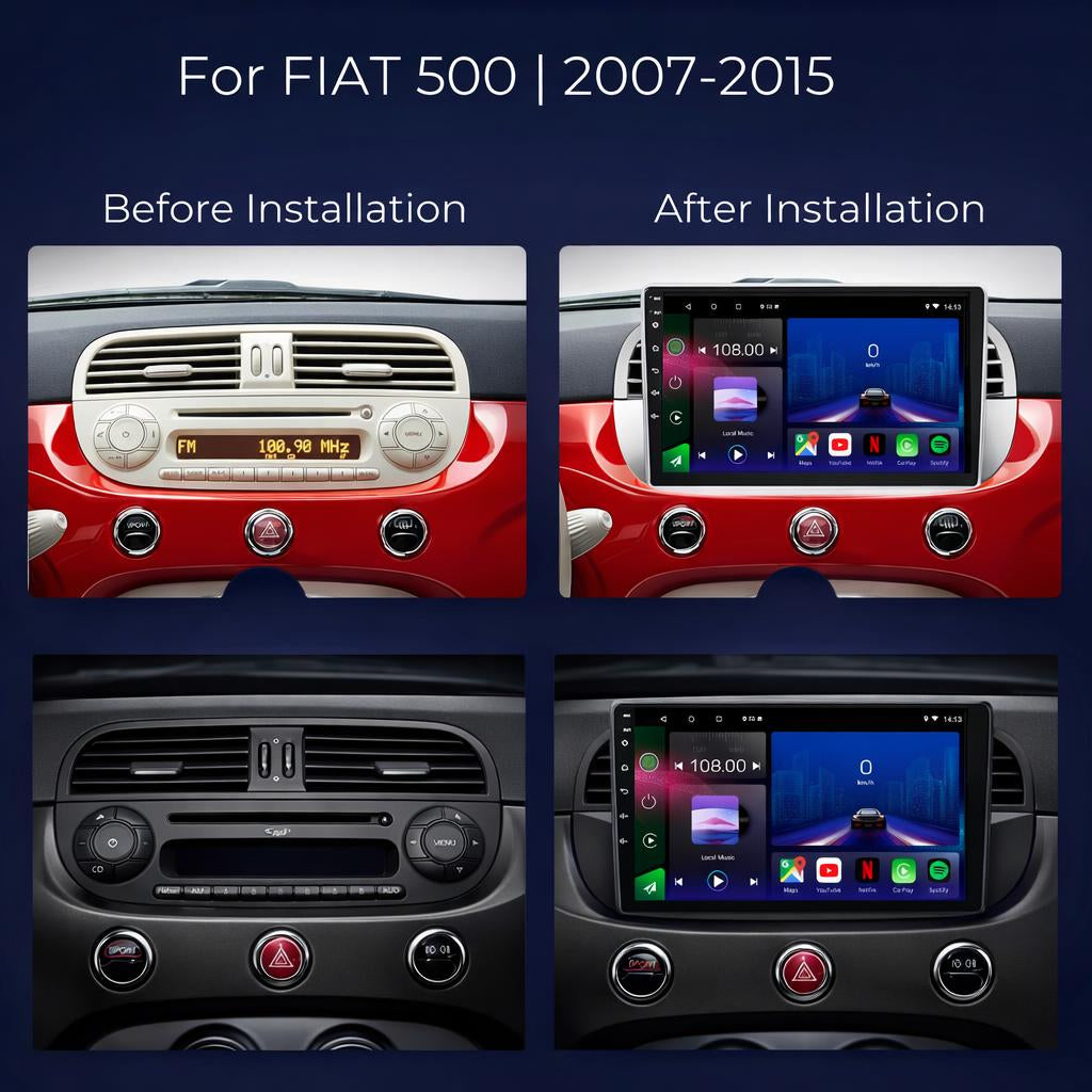 FIAT 500 2007-2015 Android 14 Car Stereo Head Unit - Pluscenter