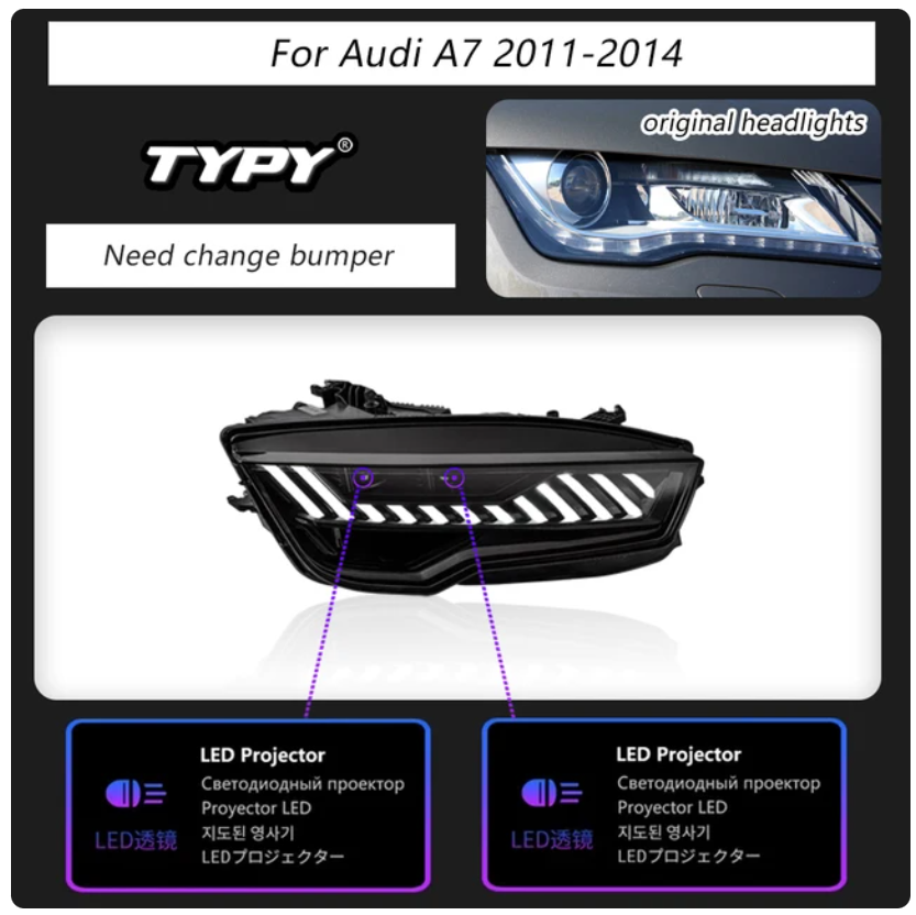 Audi | A7 S7 RS7 | 2011-2018 | Car Headlights LED Rear Tail Lights Sequential Turn Signal | Upgrade - Pluscenter